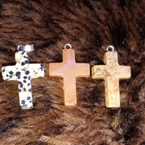 Set of Three Stone Cross Pendants
